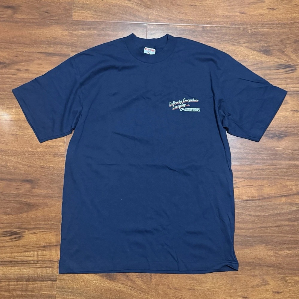 Vintage USPS Post Office Shirt XL Blue Safety Single Stitch Made USA